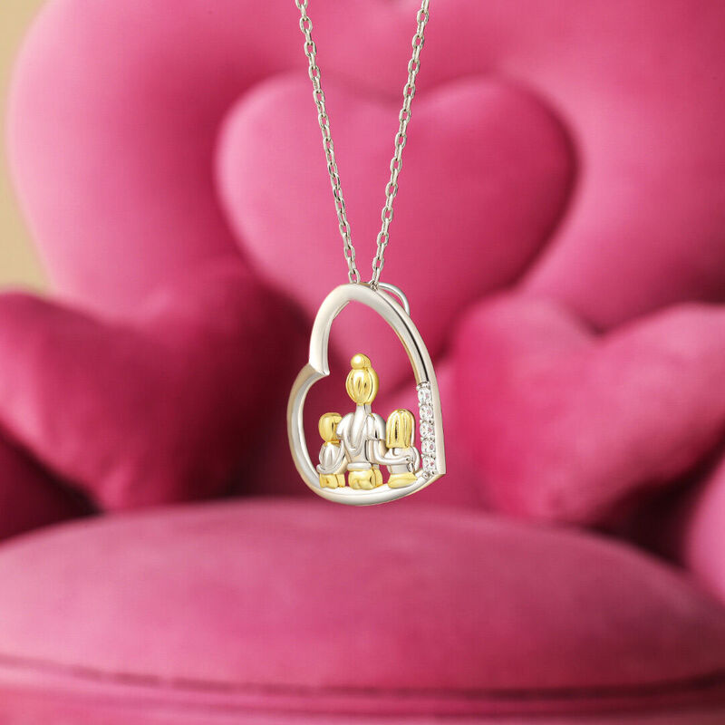 Jeulia "Eternal Love" Personalized Heart Necklace Sterling Silver