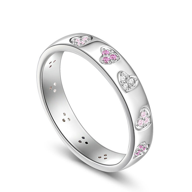 Jeulia "Beating Heart" Women's Band Inlaid Sterling Silver