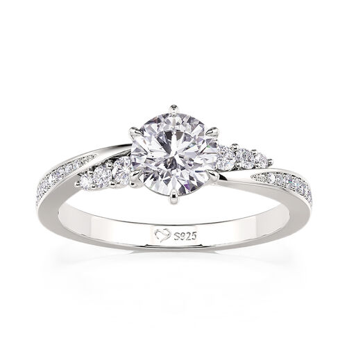 Jeulia Simple Round Cut Promise Ring Twist Design Sterling