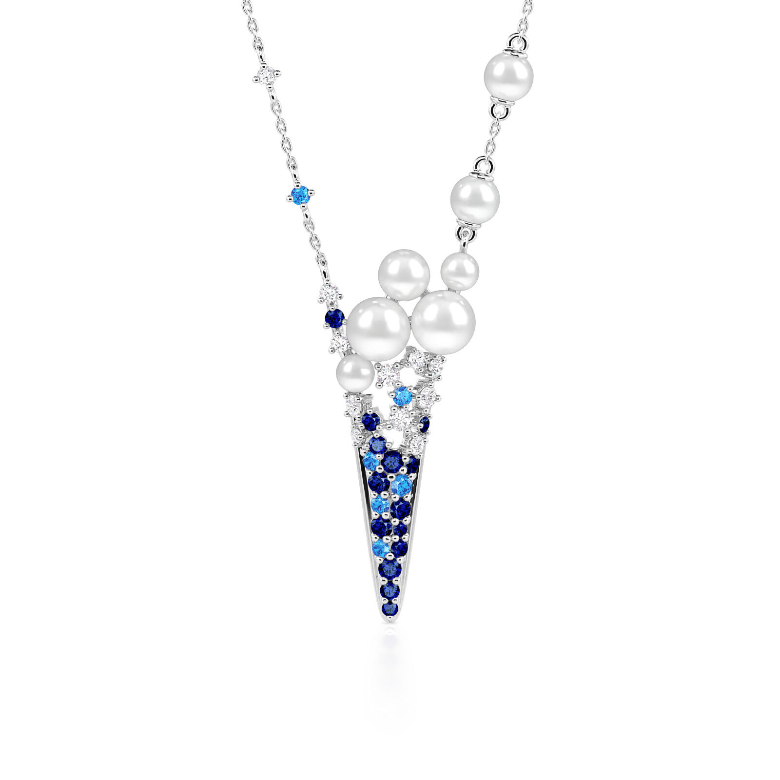 Jeulia Ice Cream Inspired Silver Pearl Necklace
