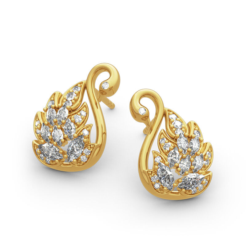Jeulia Swan Design Sterling Silver Stud Earrings