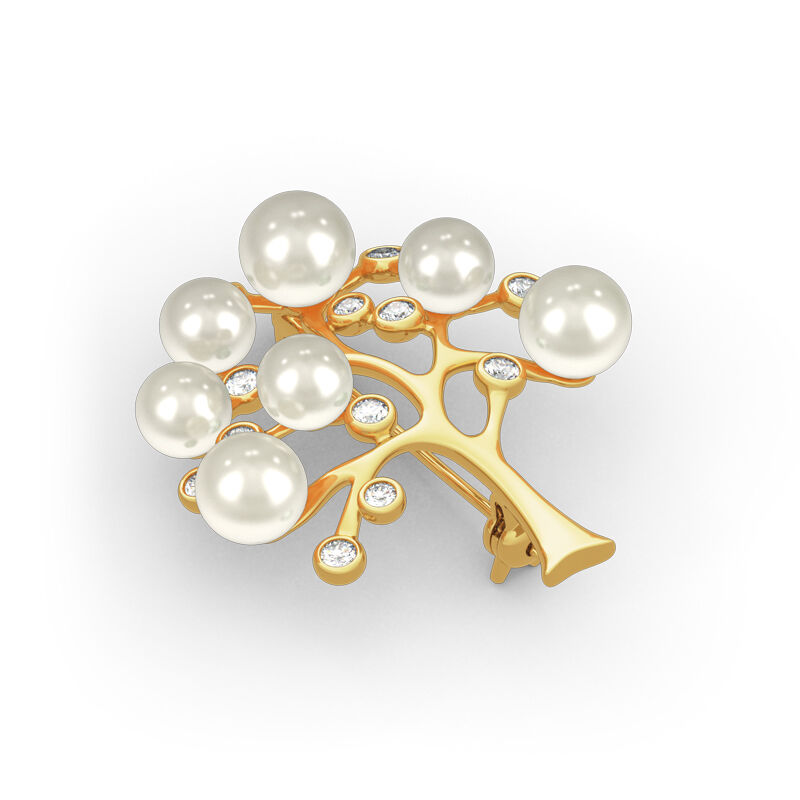 Jeulia "Baum des Lebens" Zuchtperle Sterling Silber Brosche