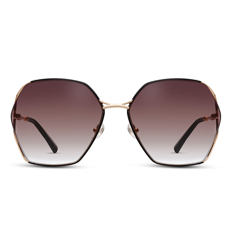 Jeulia "Stand Out" Sechseckig Braun Gradient Oversize-Sonnenbrille für Frauen