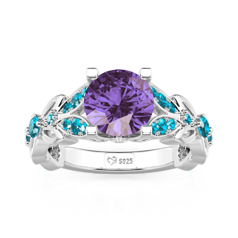 Jeulia Butterfly Round Cut Sterling Silver Ring