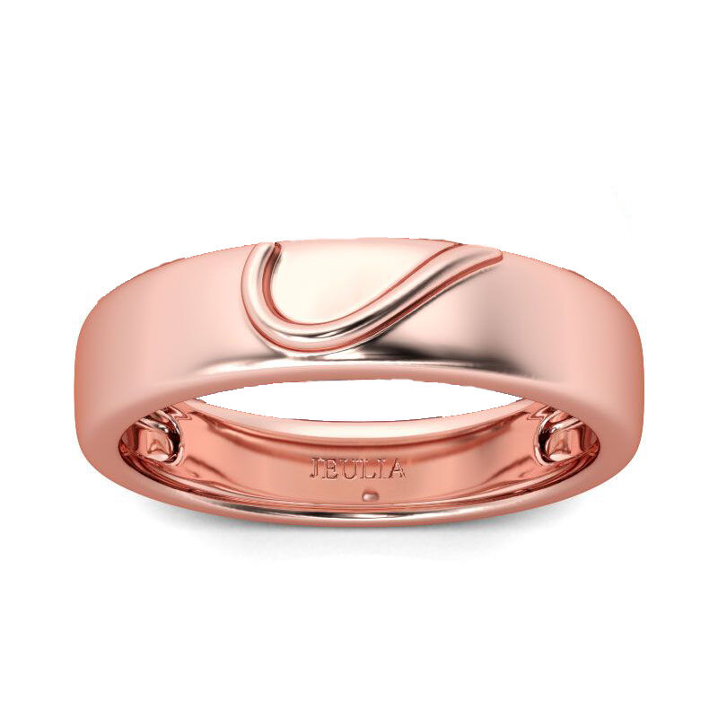 Jeulia Rose Gold Tone Heart Design Sterling Silver Men's Band