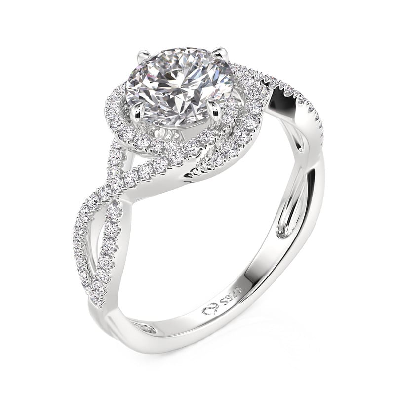 Jeulia Swirl Twisted Round Engagement Ring