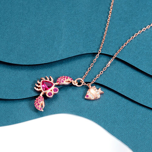 Jeulia "In the Sea" Crab & Fish Sterling Silver Necklace