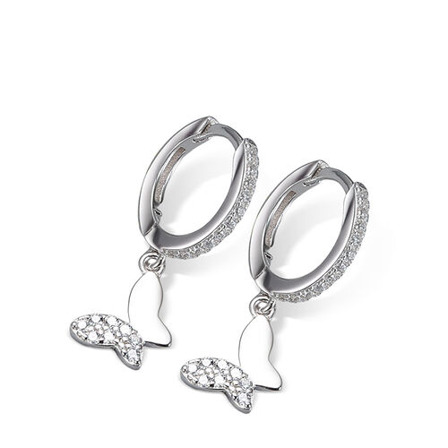 Jeulia Butterfly Design Sterling Silver Drop Earrings