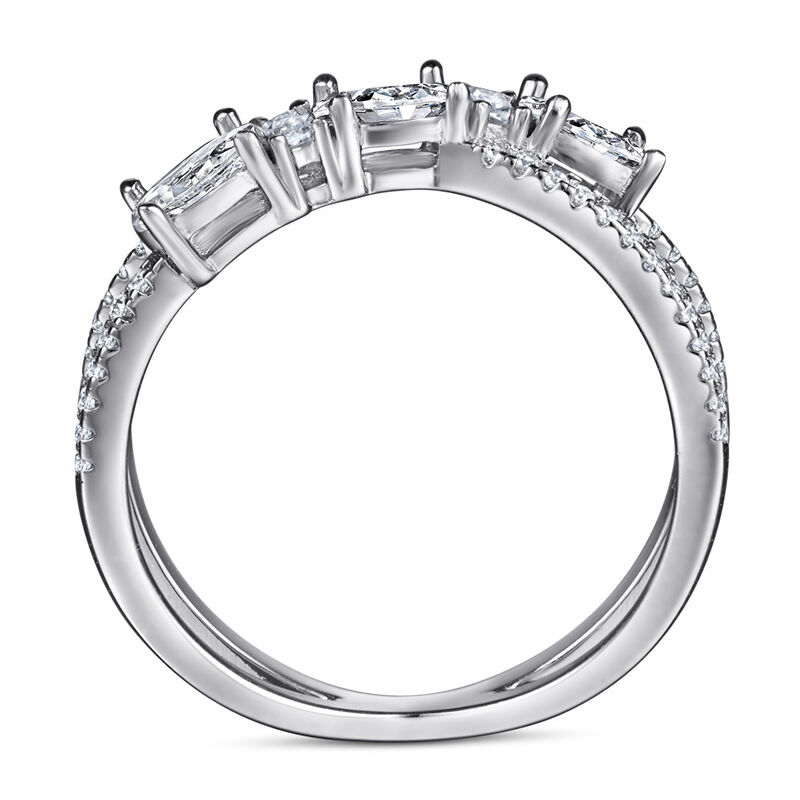 Jeulia Multi-Shape Crossover Sterling Silver Ring
