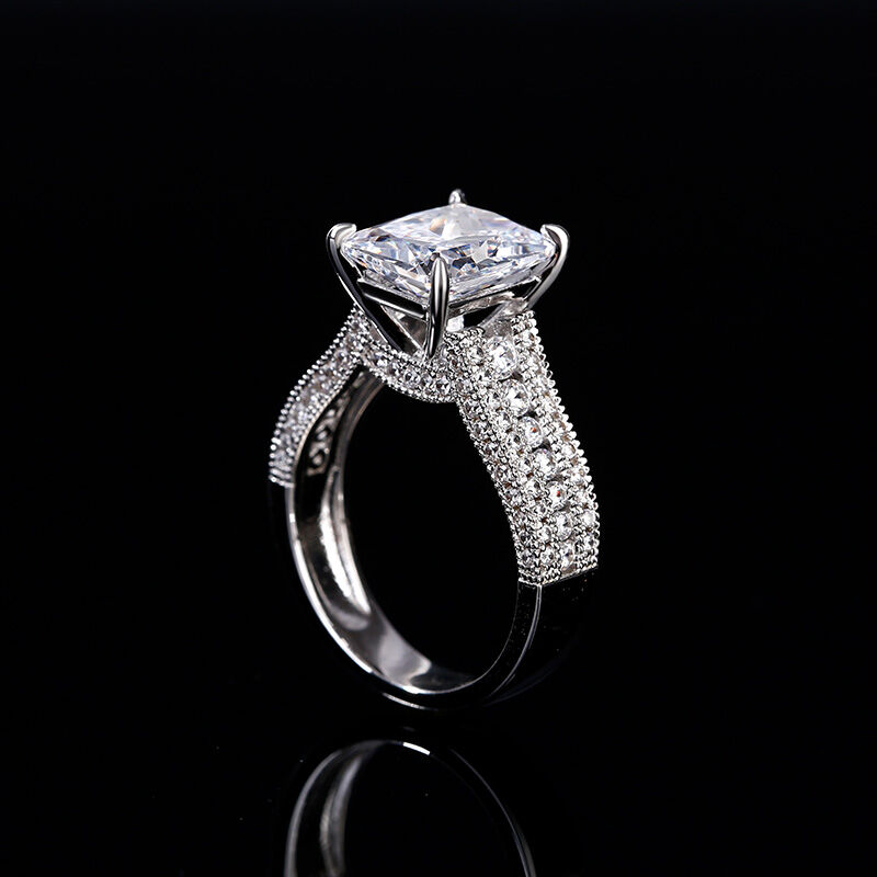 Jeulia Classic Radiant Cut Sterling Silver Ring