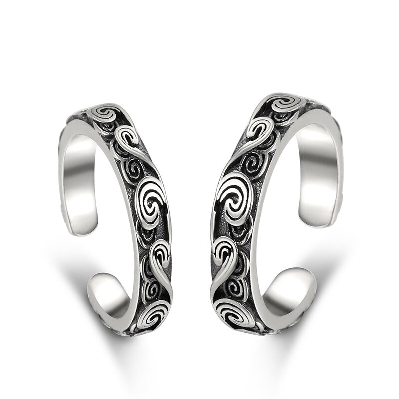 Jeulia "Vintage Cloud" Open Design Sterling Silver Couple Rings