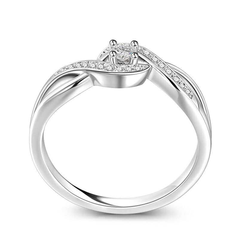 Jeulia Twist Infinity Round Cut Sterling Silver Promise Ring