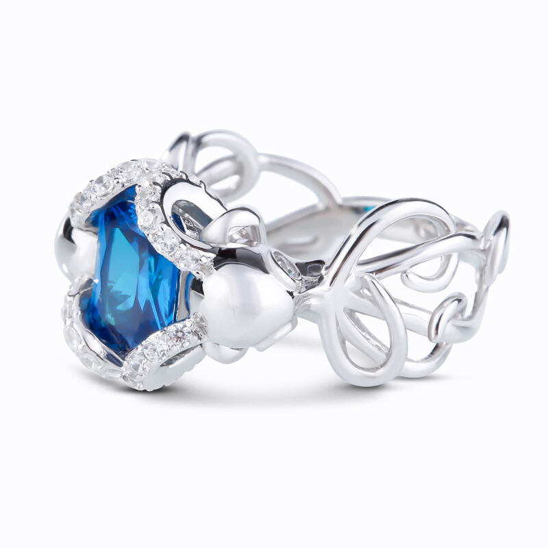 Jeulia Entwined Radiant Cut Sterling Silver Octopus Ring