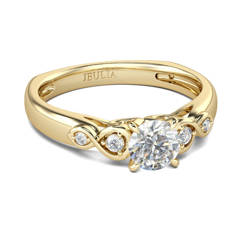 Jeulia Gold Tone Infinity Round Cut Sterling Silver Ring