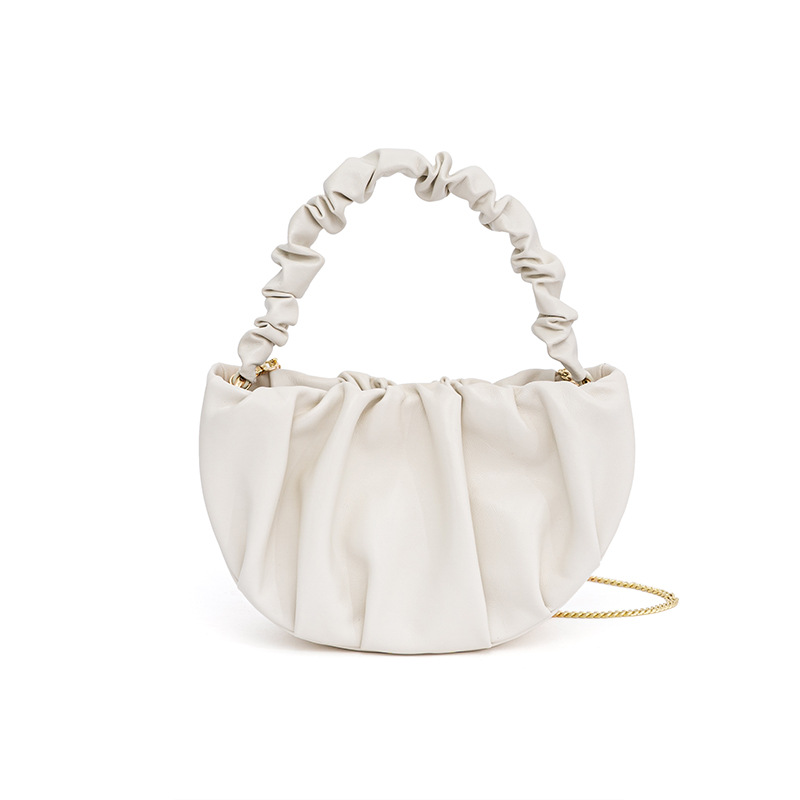 Jeulia Cream Cloud Bag Iconic Soft Leather Bag with Scrunched Top Handle