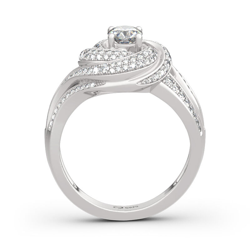 Jeulia Spiral Design Round Cut Sterling Silver Ring