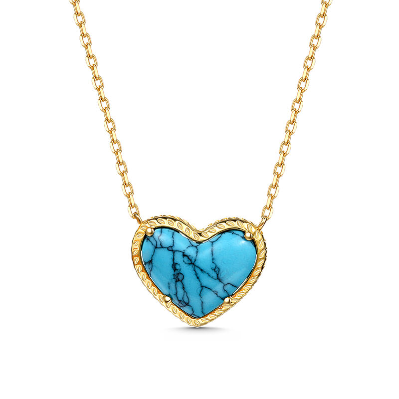 Jeulia "Blue Heart" Turquoise Sterling Silver Necklace