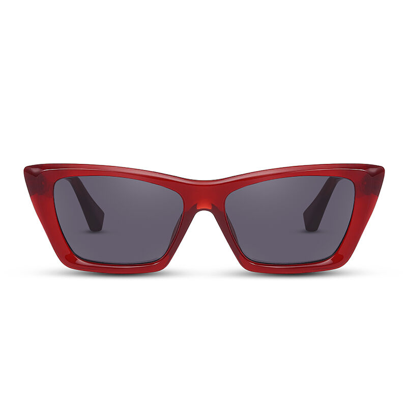 Jeulia Gafas de sol de moda rectangulares rojo/gris unisex
