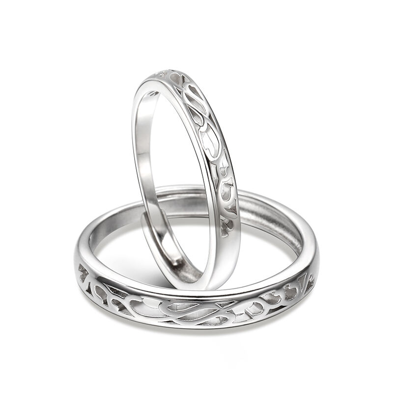 Jeulia "Oändlig kärlek" Vine Flower Design Justerbara Sterling Silver Par Ringar