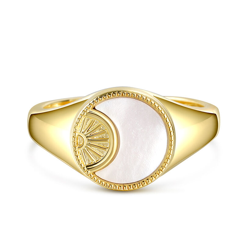 Jeulia Solar Mother of Pearl Signet Sterling Silver Ring