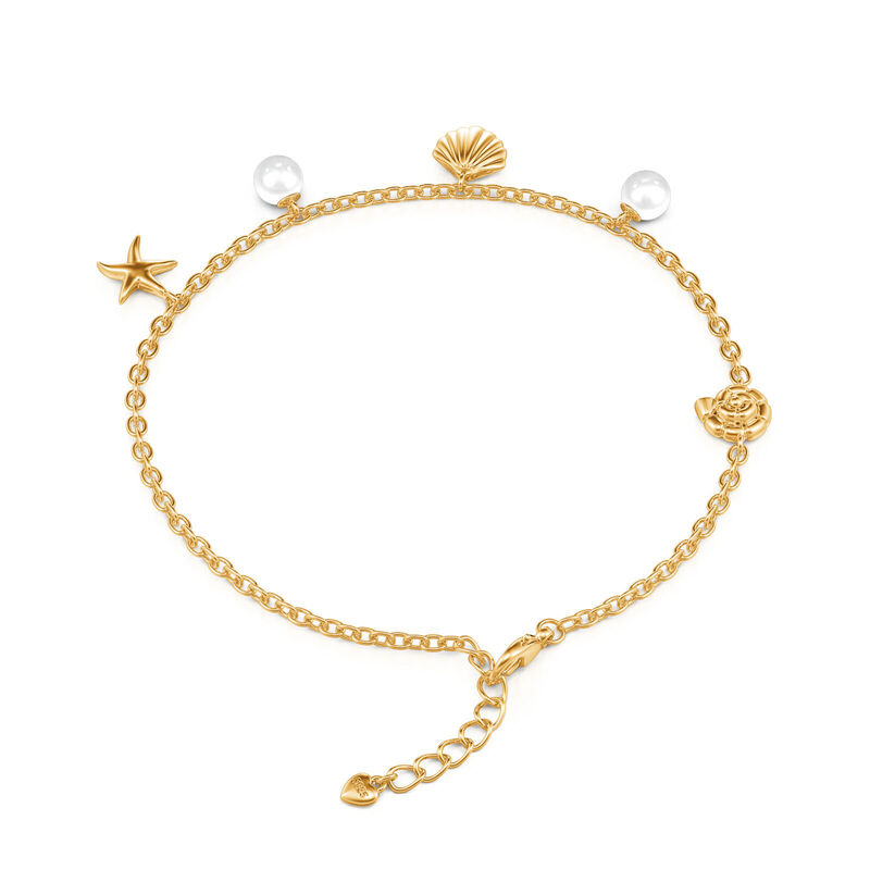 Jeulia Spiaggia Oceanica Bracciale Dorato con Ciondolo Perla