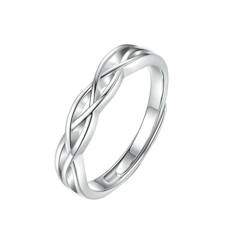 Jeulia Simple Men Ring Hollow Twist Adjusted Sterling Silver