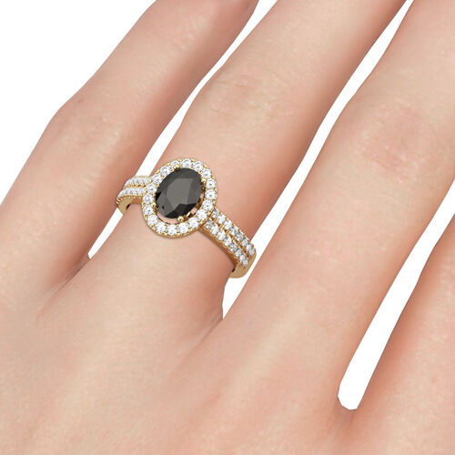 Jeulia Halo Oval Cut Sterling Silver Ring