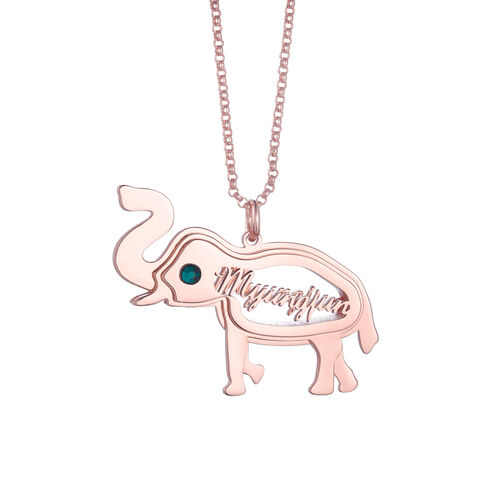 Elephant deals birthstone necklace