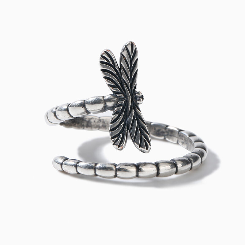 Jeulia "Live Life to The Fullest" Dragonfly Sterling Silver Ring