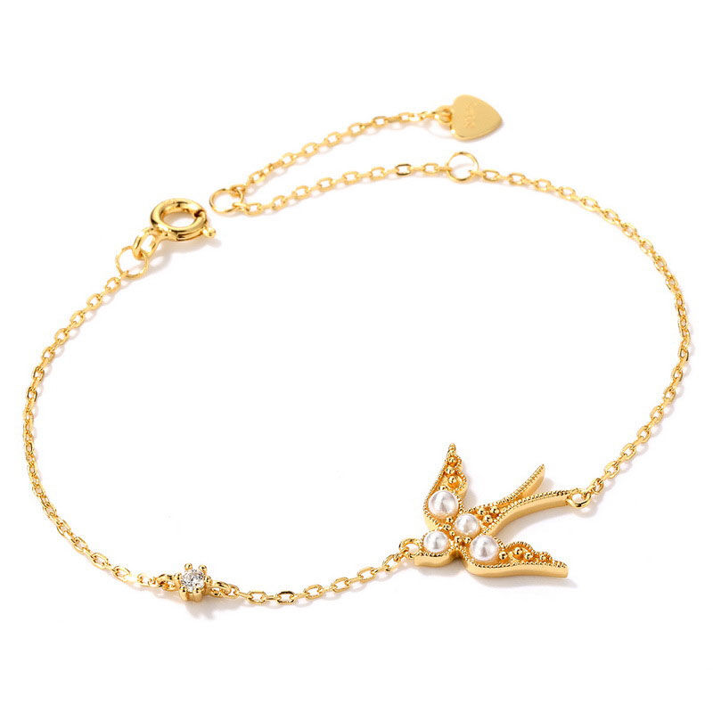 Jeulia Cute Swallow Bird Sterling Silver Bracelet