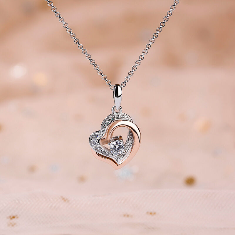 جوليا طقم المجوهرات عقدة الحب الفضة الإسترليني تصميم قلب مزدوج