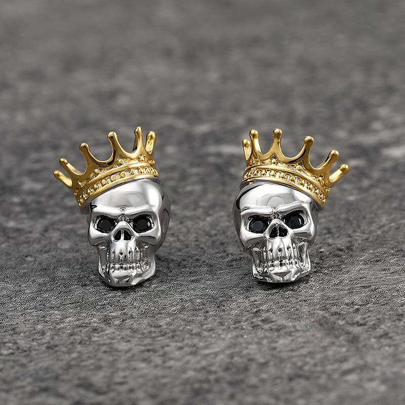 Jeulia "Skull King" Crown Sterling Silver Earrings