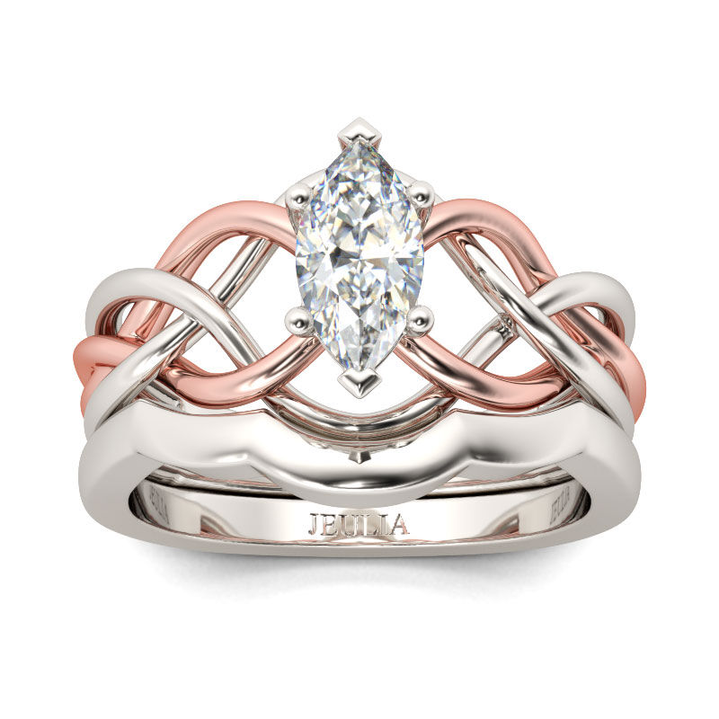Jeulia Intertwined Marquise Cut Sterling Silver Ring Set