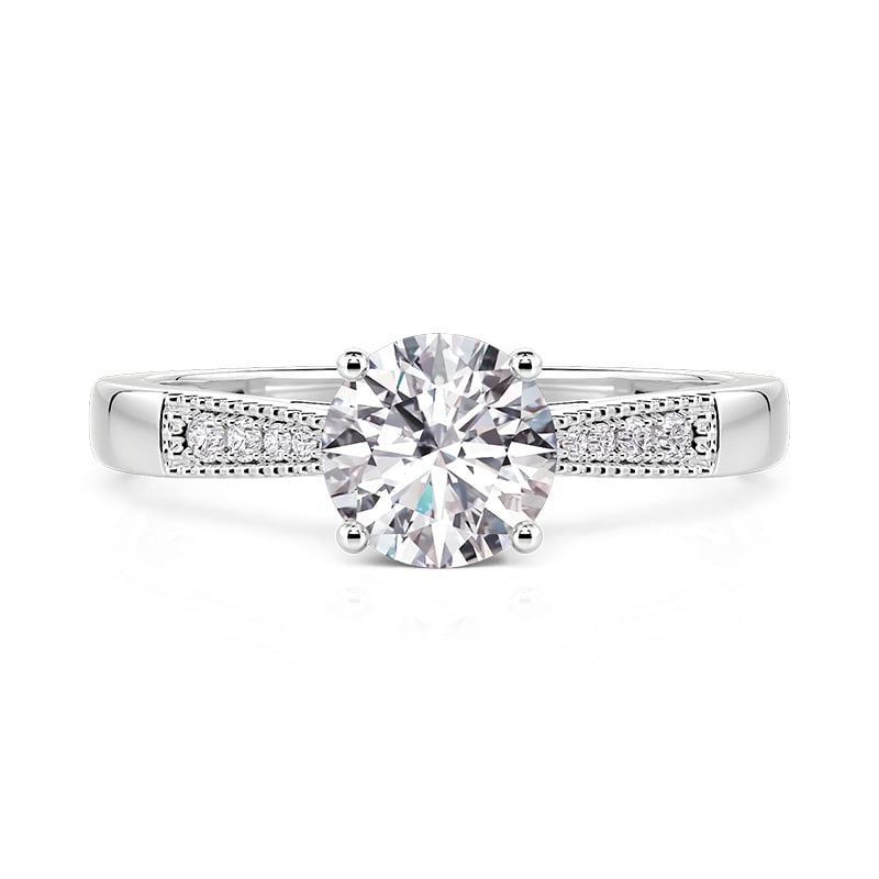 Jeulia Reverse Tapered Beaded Round Solitaire Engagement Ring
