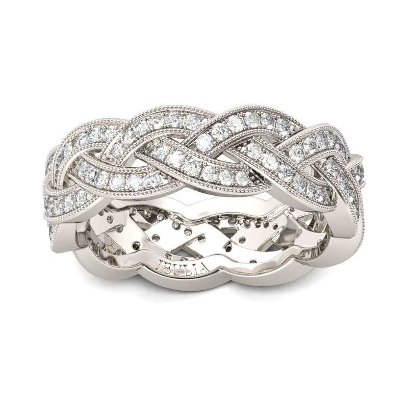 Jeulia Interwoven Round Cut Sterling Silver Women's Band