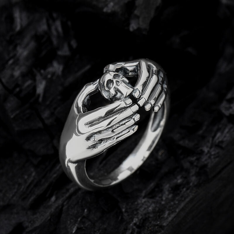 Jeulia "Claddagh" Totenkopf Design Sterling Silber Ring