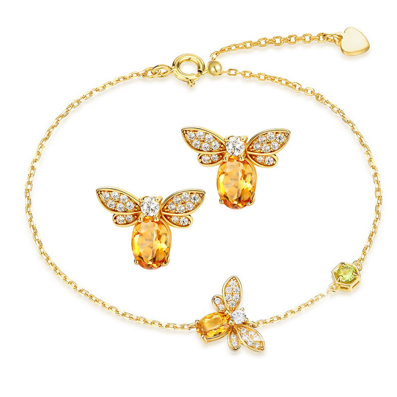 Jeulia Honey Bee Design Sterling Silver Jewelry Set
