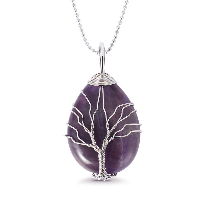 Jeulia "Calming Spirit" Winding Tree Design Natural Amethyst Necklace