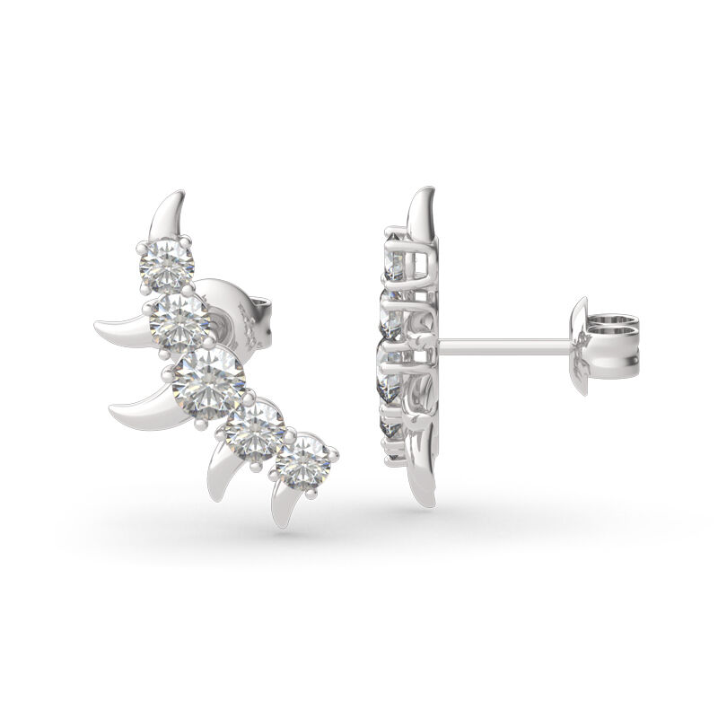 Jeulia Spike Design Round Cut Sterling Silver Earrings