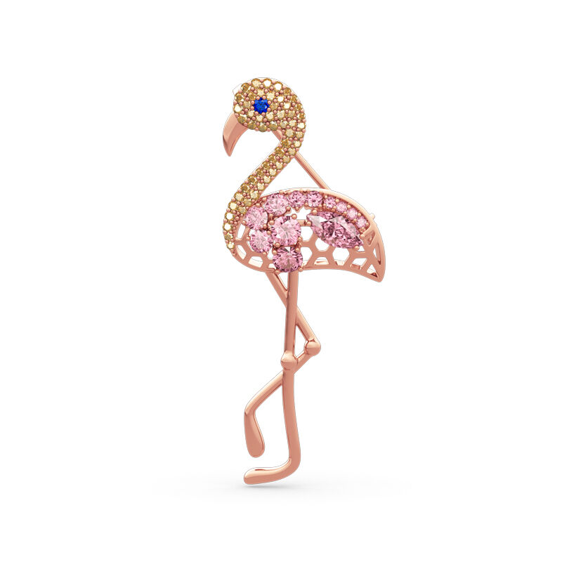 Jeulia "Con Passione" Spilla Con Flamingo In Argento Sterling