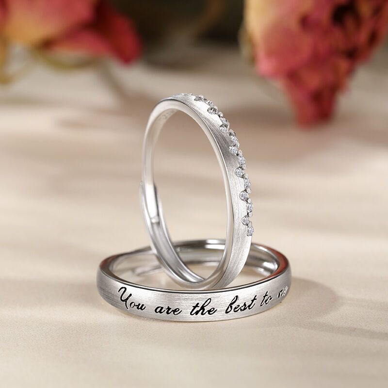 Jeulia "Endless Love" Sterling Silver Adjustable Couple Rings