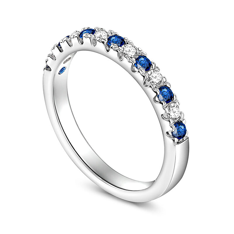 Jeulia Simple Women Wedding Band White and Blue Silver