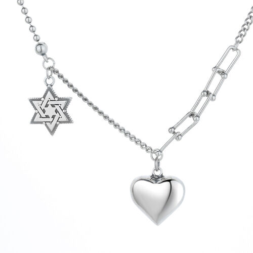 Jeulia "Show Your Love" Heart Hexagram Star Sterling Silver Necklace