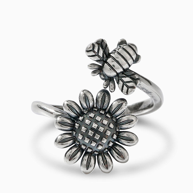 Jeulia "Sonnenblume und Biene" Sterling Silber Ring