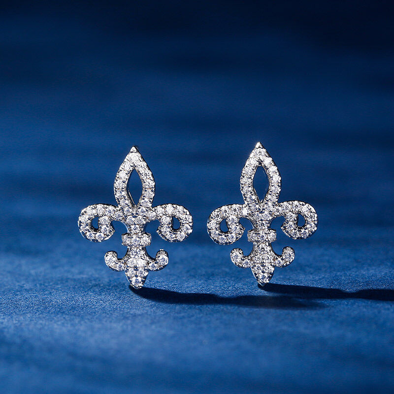 Jeulia Fleur-de-lis Sterling Silver Stud Earrings