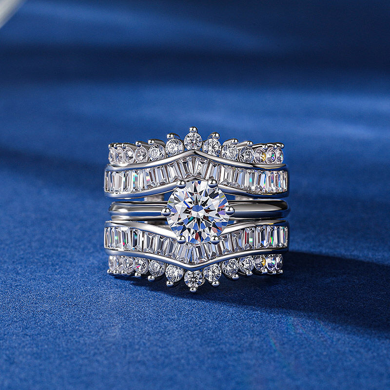 Jeulia Round Cut Interchangeable Bridal Ring Set