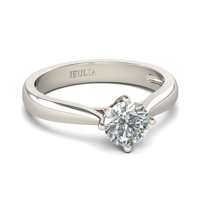 Jeulia Classic Solitaire Round Cut Sterling Silver Ring