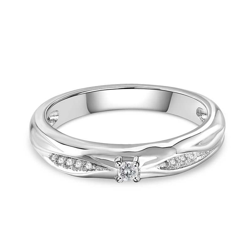 Jeulia Water ripple Design Round Cut Sterling Silver Band