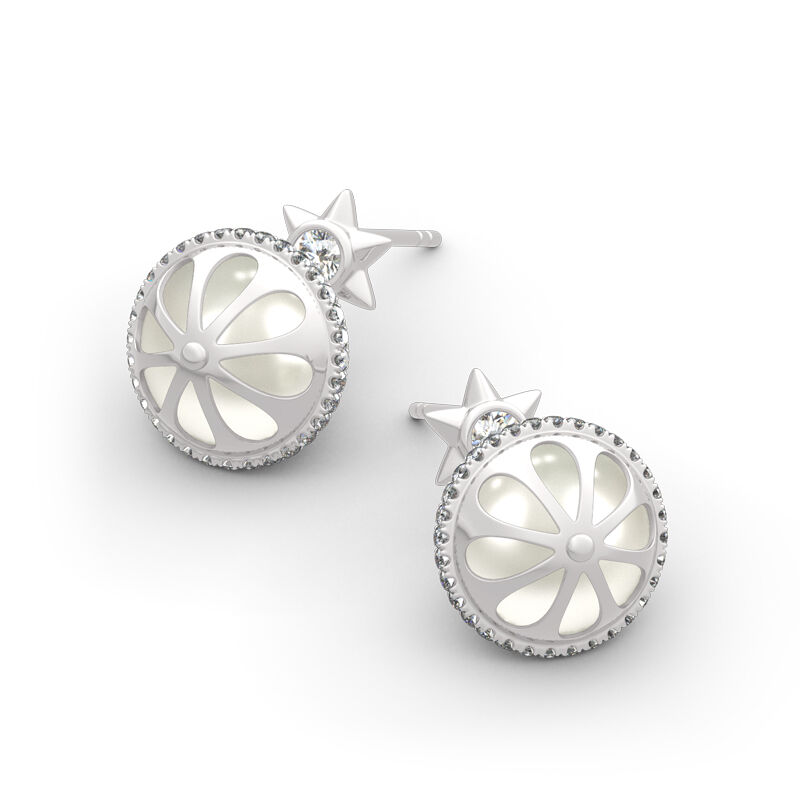 Jeulia Hexagram Cultured Pearl Sterling Silver Earrings