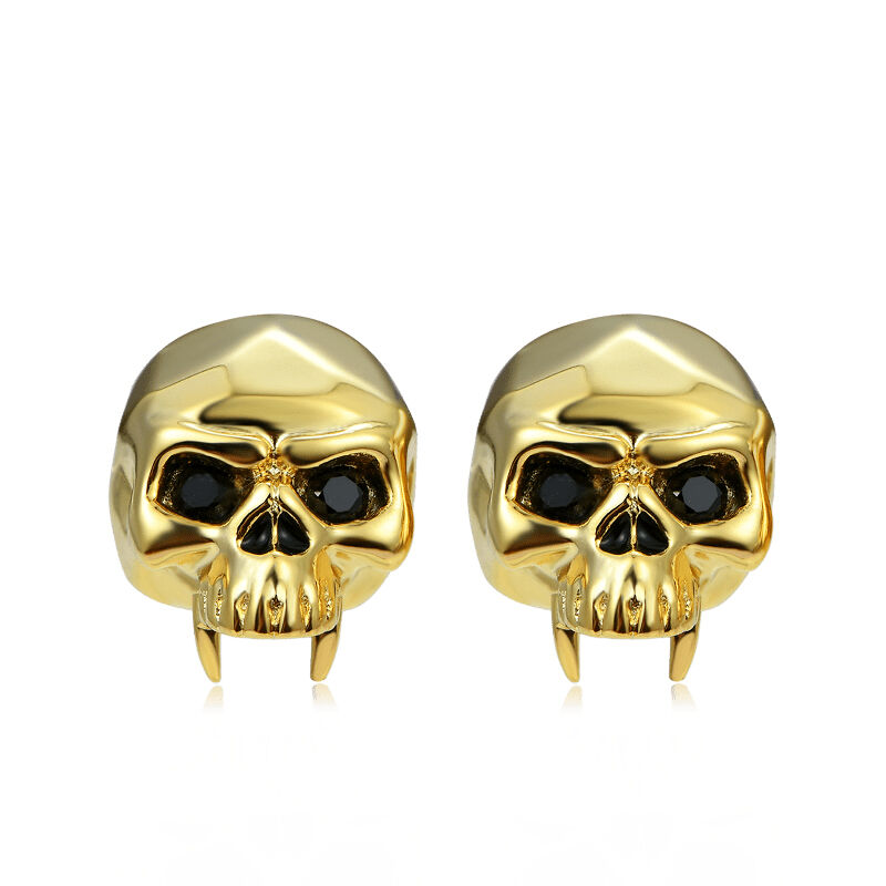 Jeulia "Dark Phantom" Skull Design Sterling Silver Stud Earrings